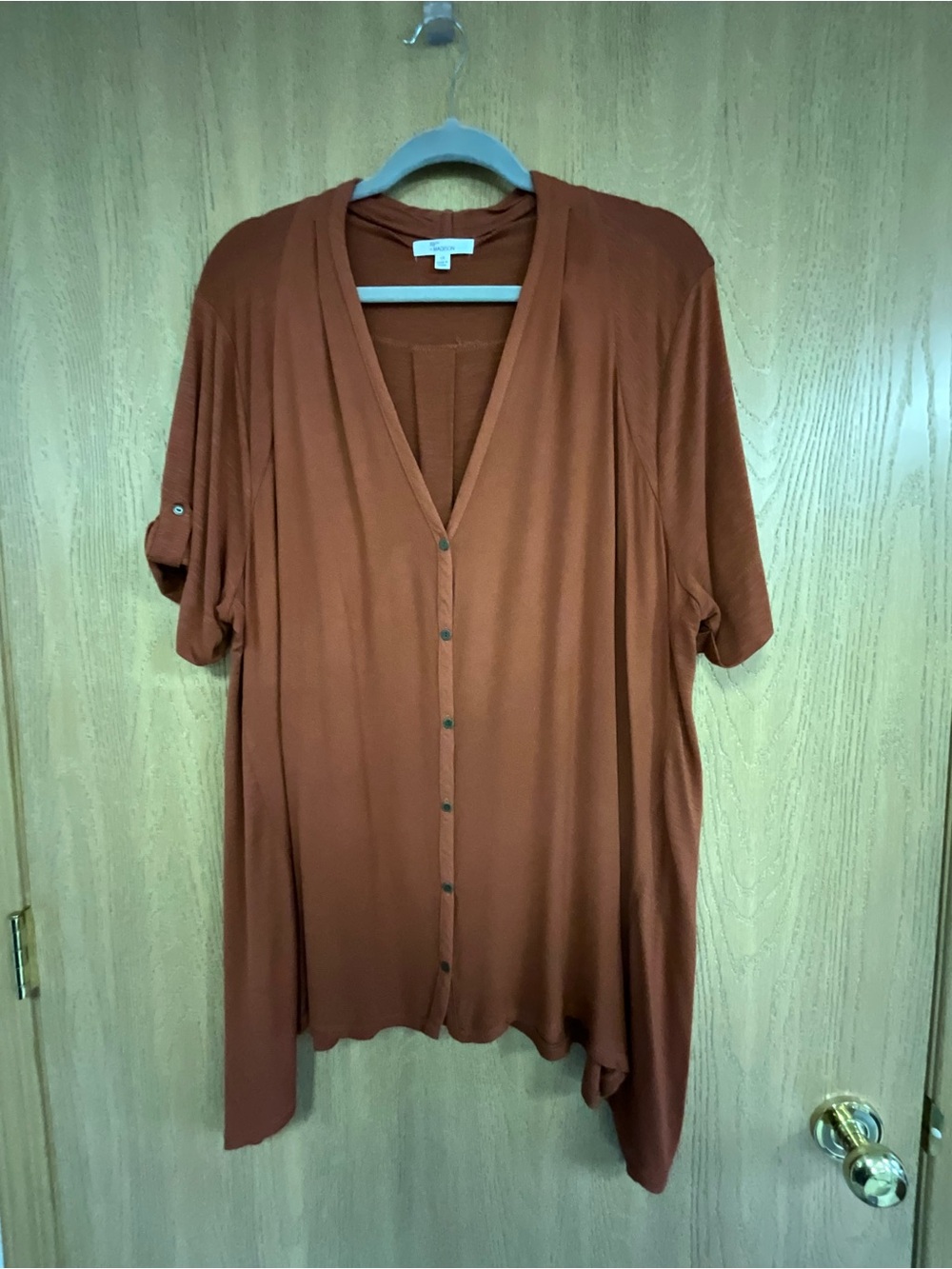 Madison Rust Button-Front Short Sleeve Tunic